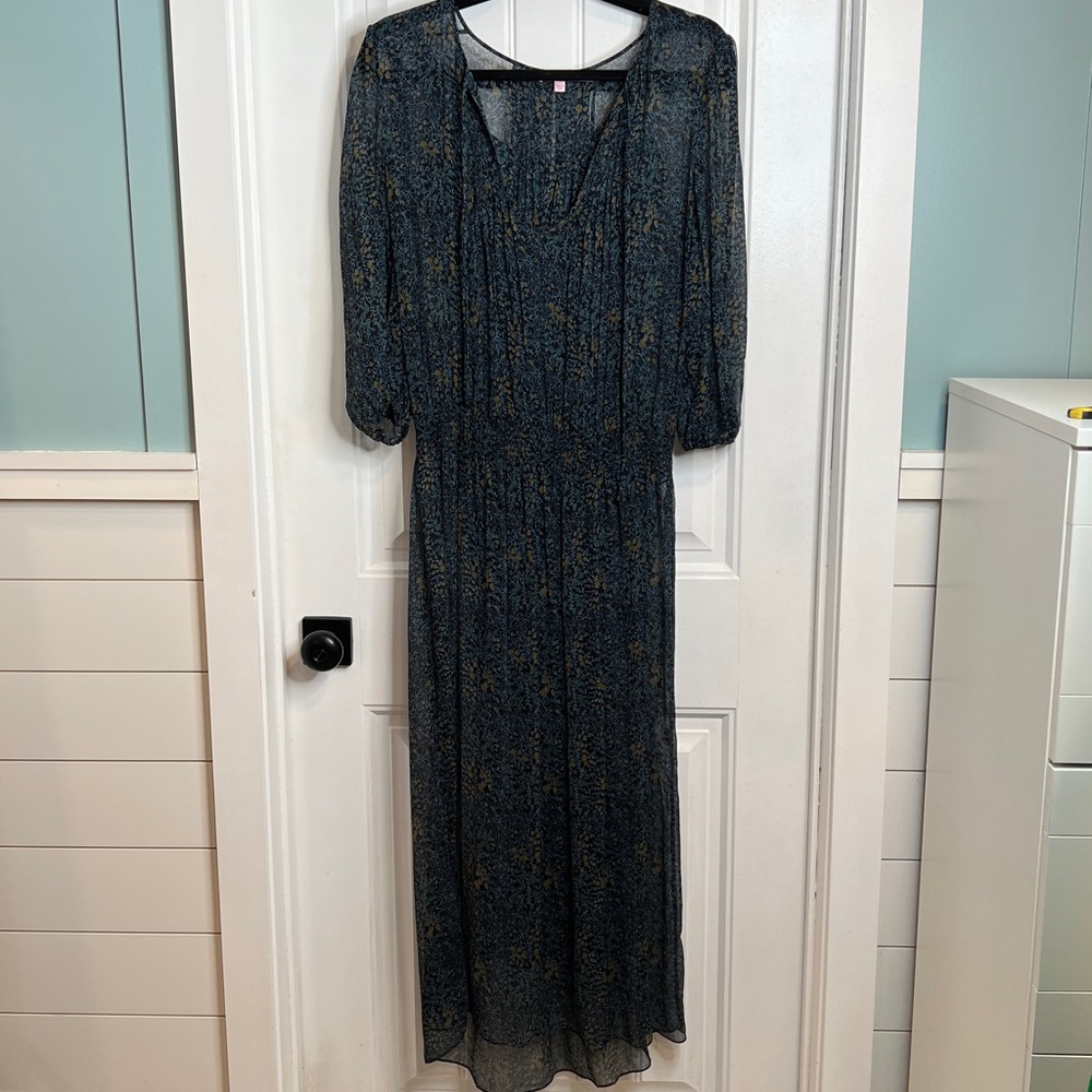 Calypso St. Barth Sheer Silk Blue Floral Women's Dress with Slip. Size XS.
